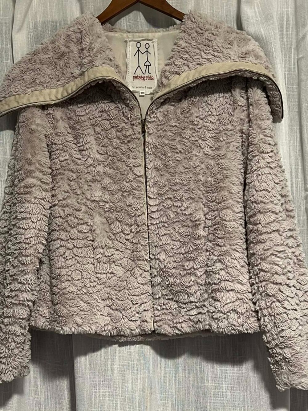 Johnny Was Pete & Greta  Full Zip Jacket Curly Faux Fur Taupe/Tan Size XS